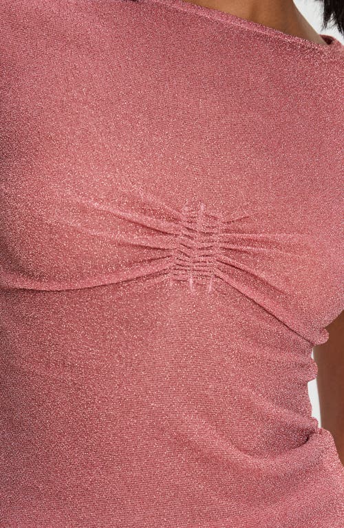 Princess Polly Crystal Clear Metallic Mesh Top In Pink