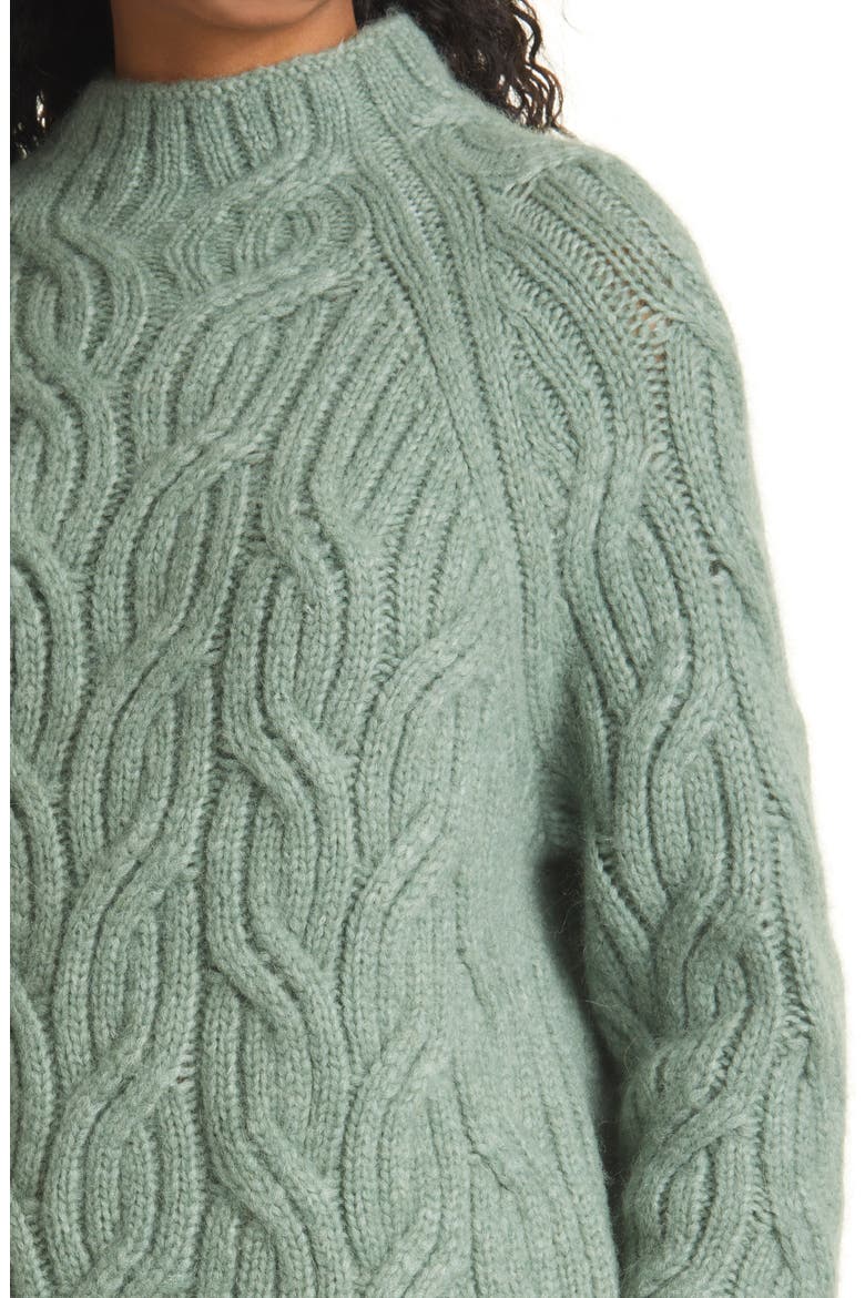 Twisted Chain Mock Neck Sweater, Alternate, color, HEATHER JADEITE