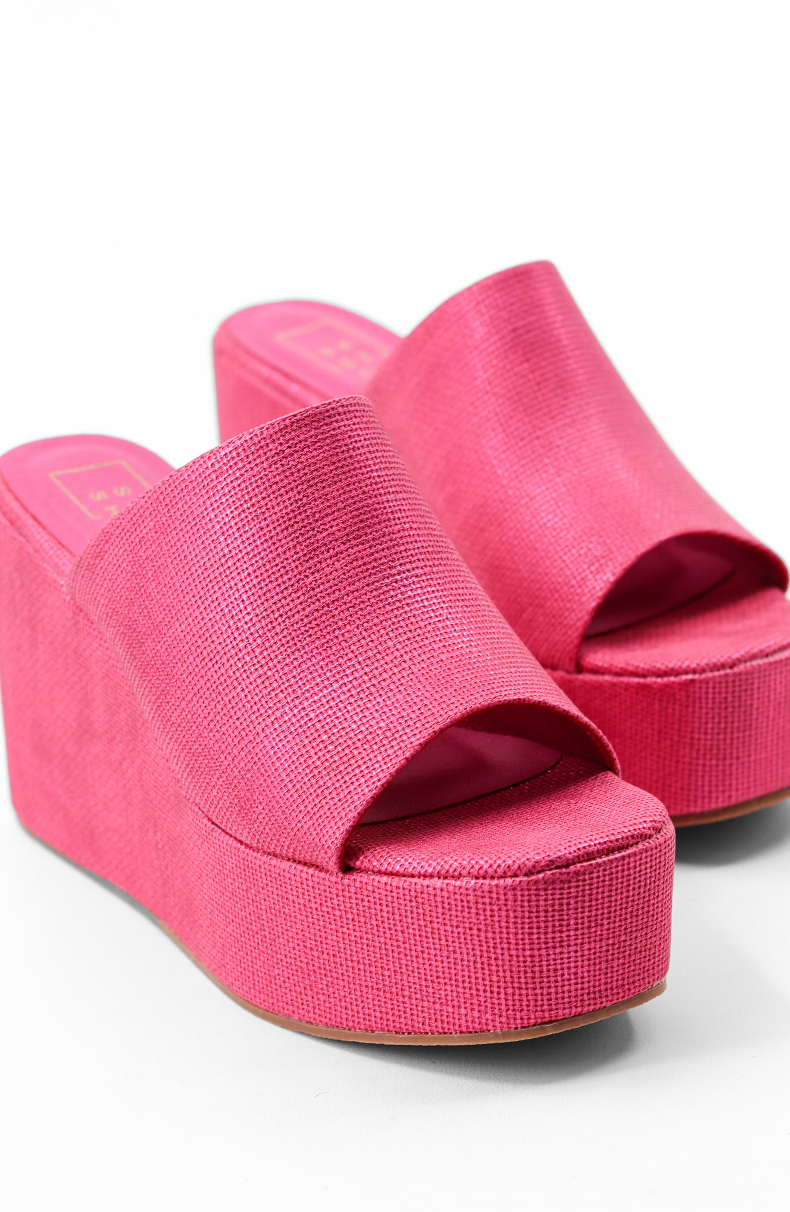 SHUSHOP Ilaria Platform Wedge Sandal, Alternate, color, Fuchsia Woven