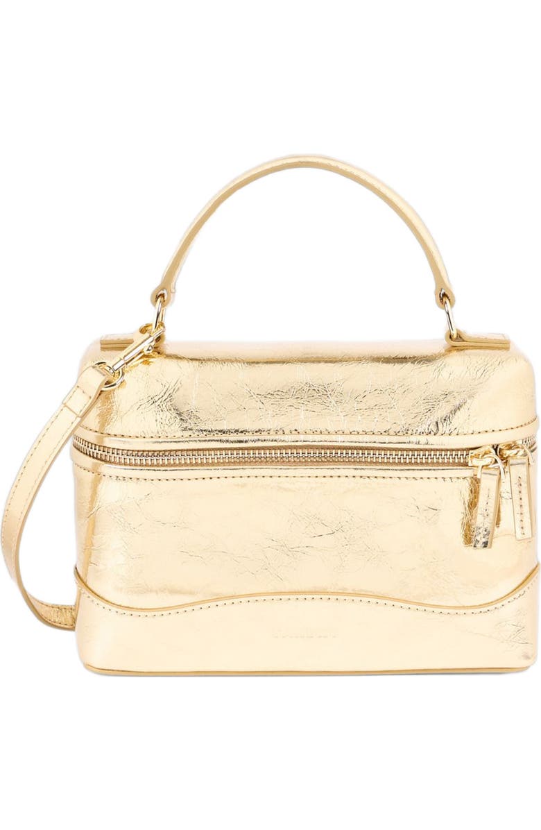 SANDRO Tangolino metallic leather bag, Main, color, Gold