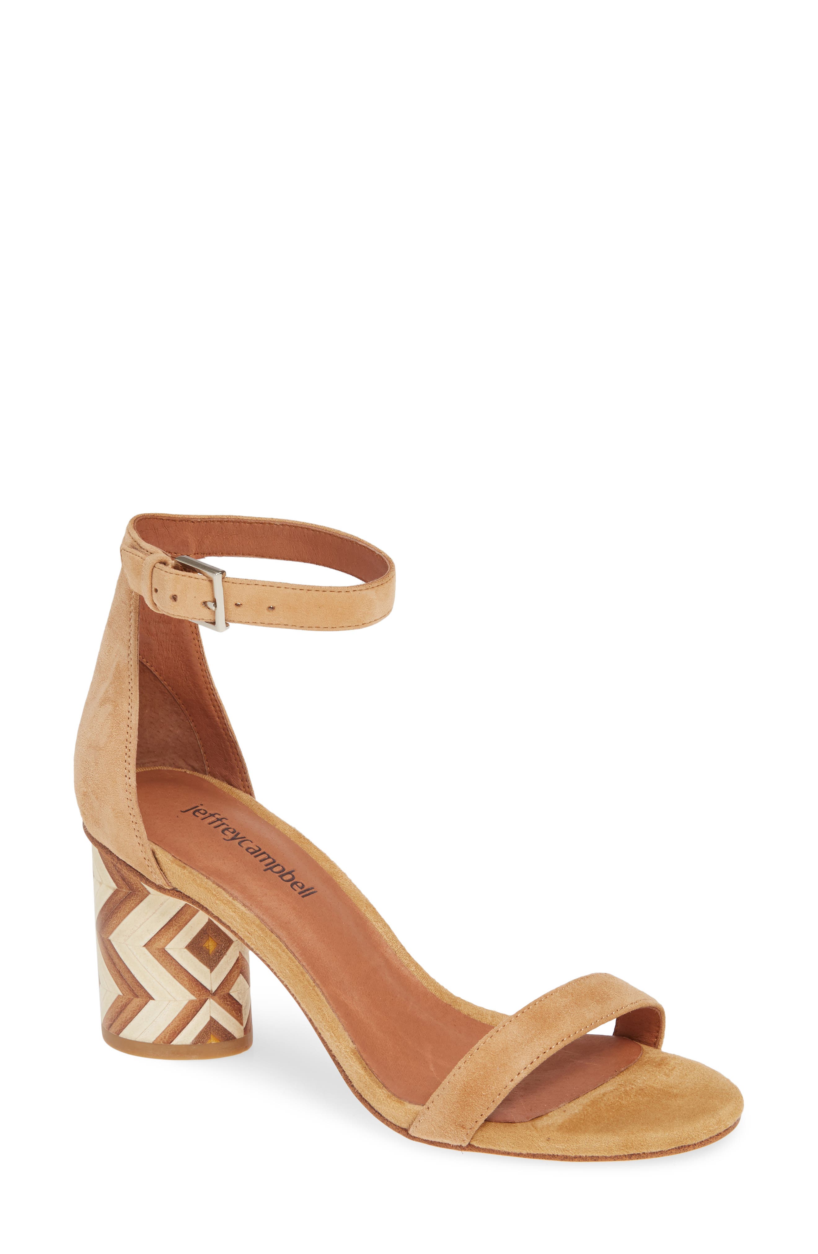 Purdy Statement Heel Sandal, Main, color, BEIGE SUEDE
