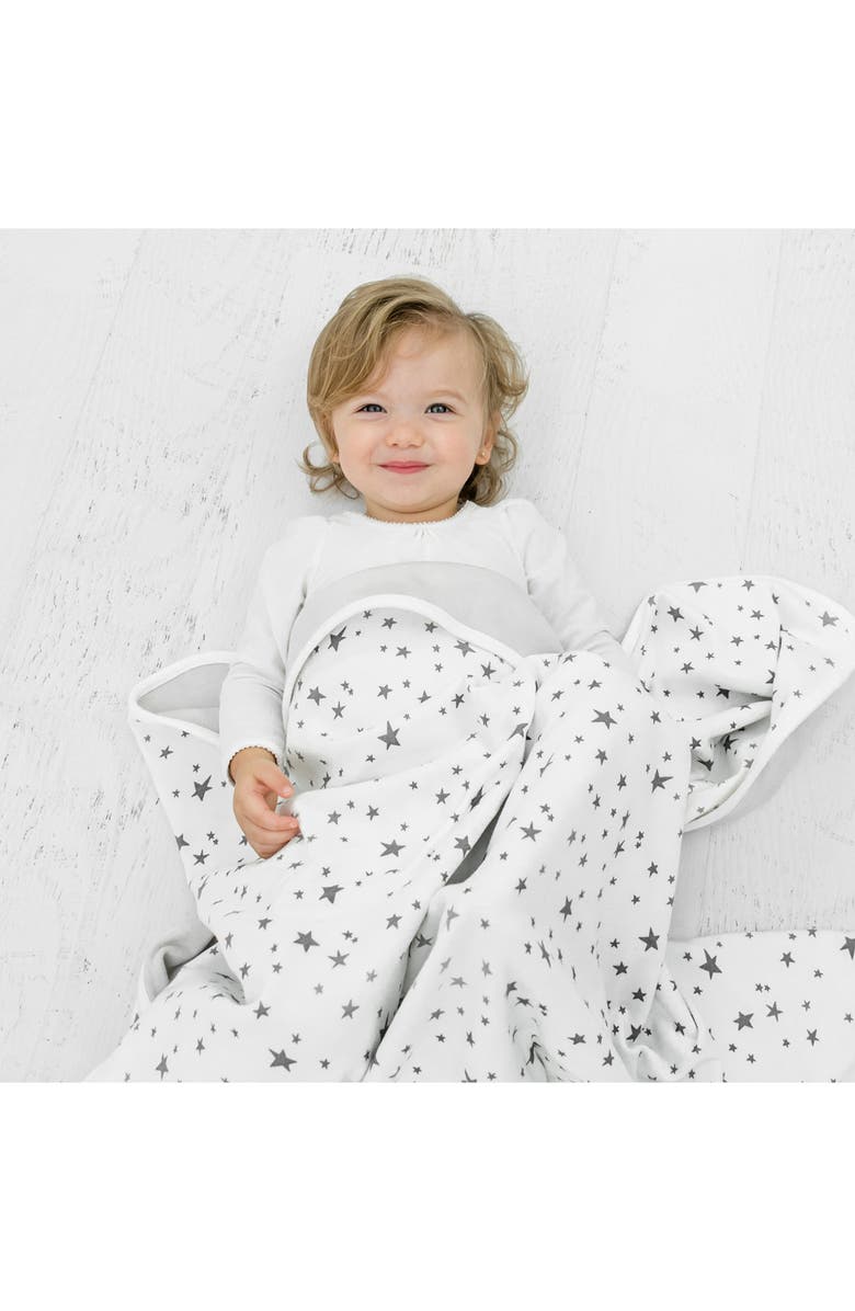 WOOLINO 4 Season Organic Cotton & Merino Wool Toddler Blanket, Alternate, color, Gray Stars