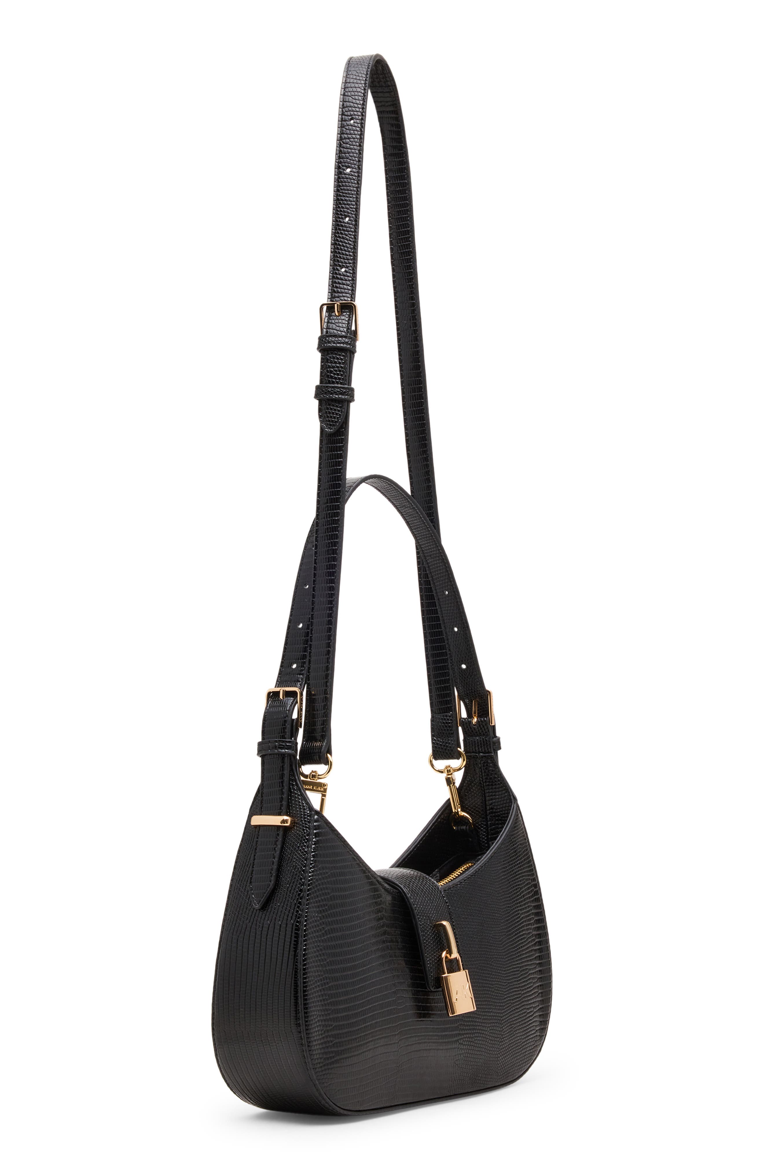 Anne Klein Curved Shoulder Bag, Alternate, color, Black