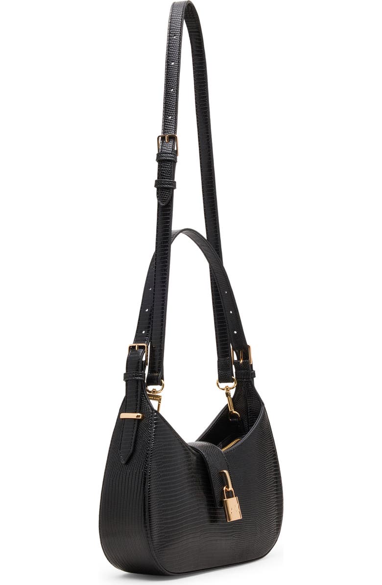 Anne Klein Curved Shoulder Bag, Alternate, color, Black