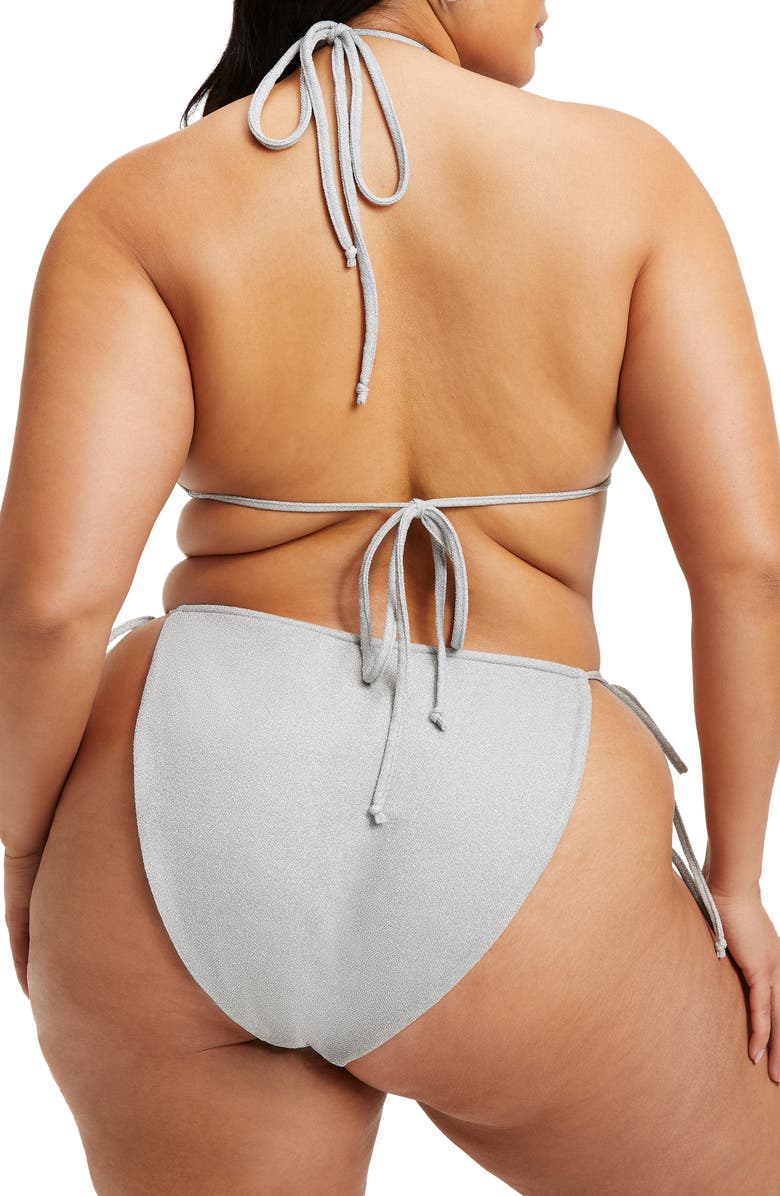 Good American Sparkle Tiny Ties Triangle Bikini Top, Alternate, color,