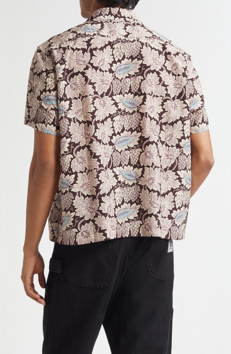 Bode Wisteria Short Sleeve Cotton & Silk Button-Up Shirt, Alternate, color, Mauve