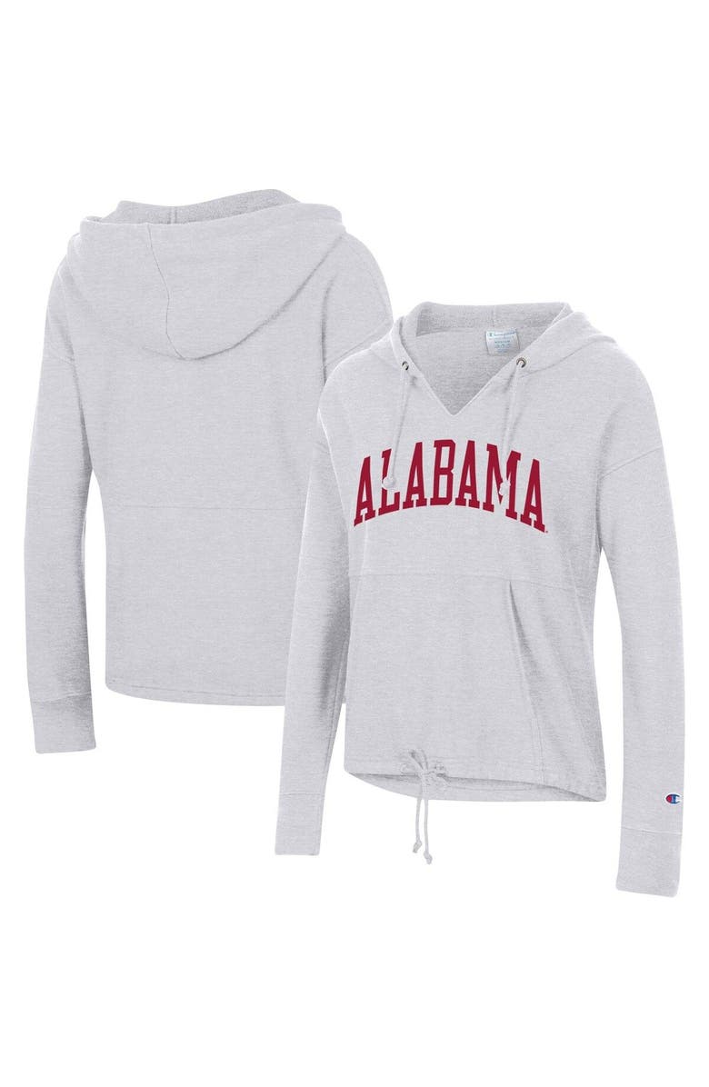 Champion Women's Champion Ash Alabama Crimson Tide Vintage Wash Reverse Weave Cinch Pullover Hoodie, Main, color, 