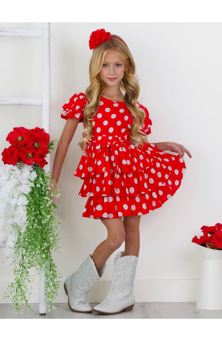 Mia Belle Girls Girls Darling Polka Dot Ruffle Dress, Alternate, color,
