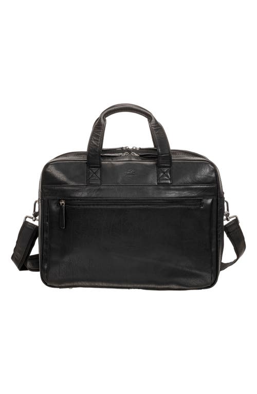 Mancini Double Compartment Leather Briefcase In Black