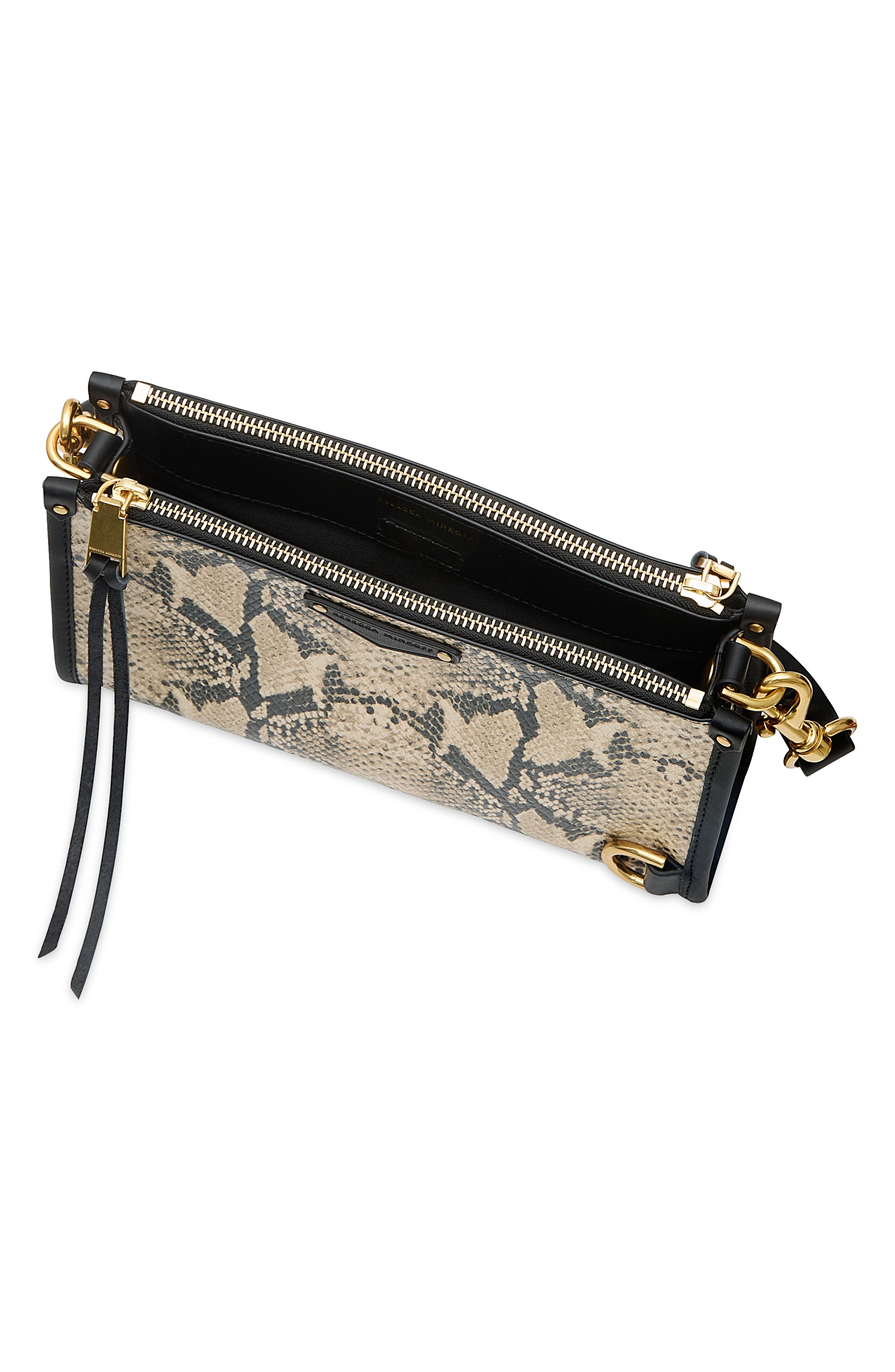 MAB Small Snake Embossed Leather Crossbody Bag, Alternate, color, ORO SNAKE