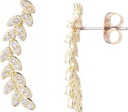 Adornia Pavé CZ Curved Leaf Crawler Earrings