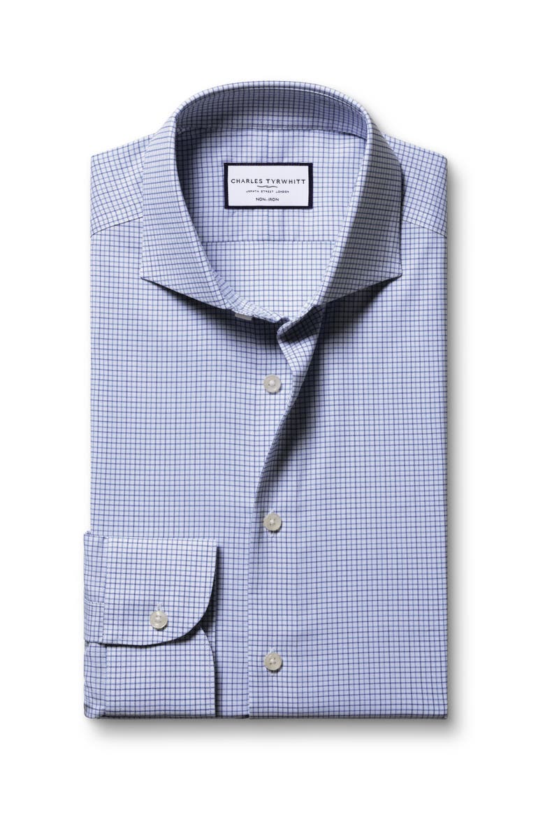 Charles Tyrwhitt Non-iron Performance Check Slim Fit Shirt, Alternate, color, Mid Blue