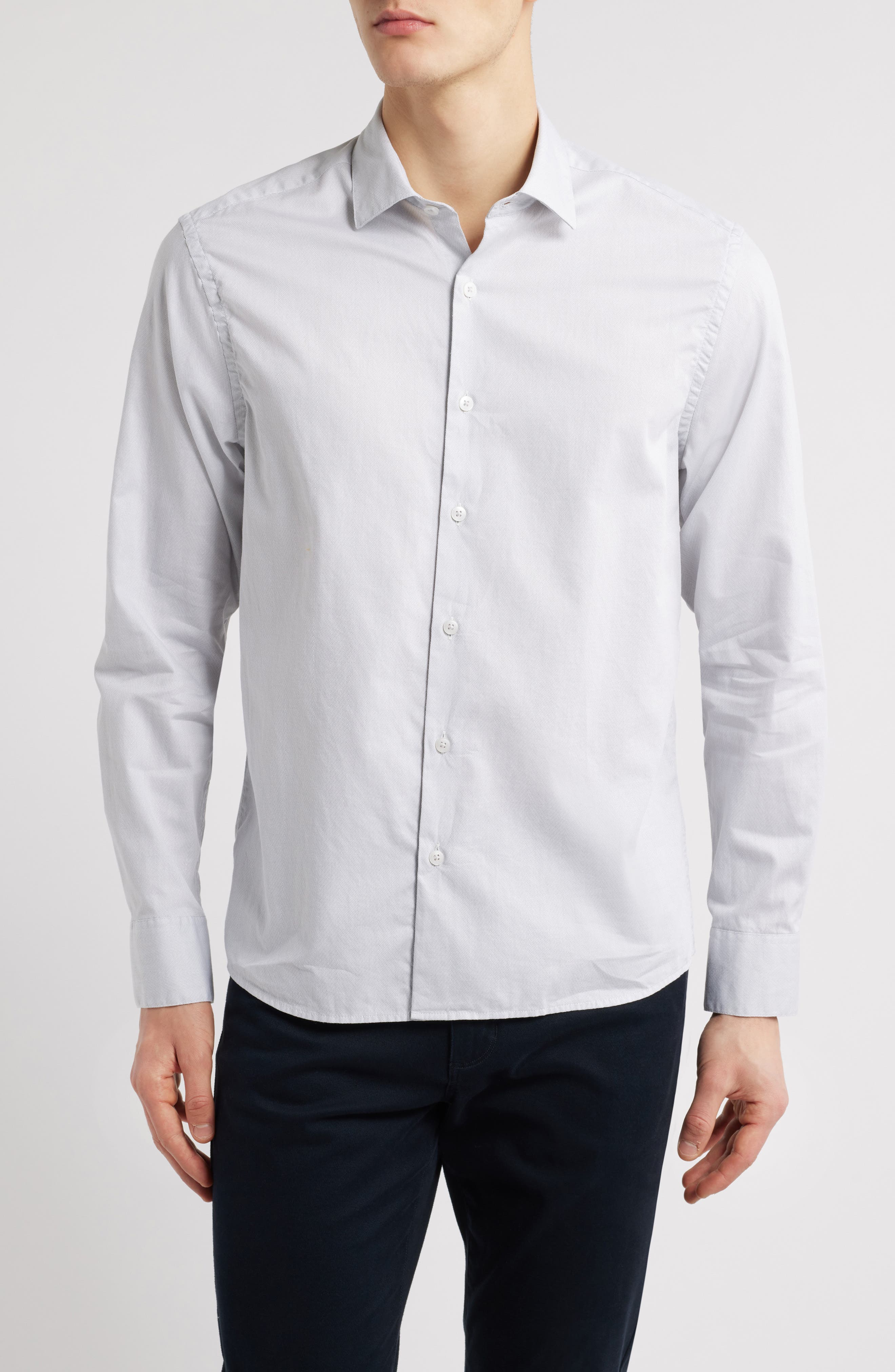 Robert Barakett Theodore Cotton Herringbone Button-Up Shirt