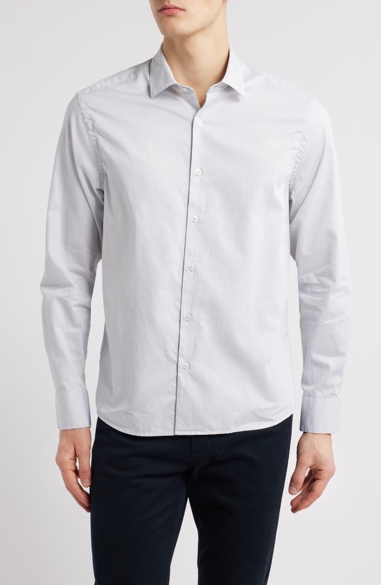 Robert Barakett Theodore Cotton Herringbone Button-Up Shirt, Main, color, White