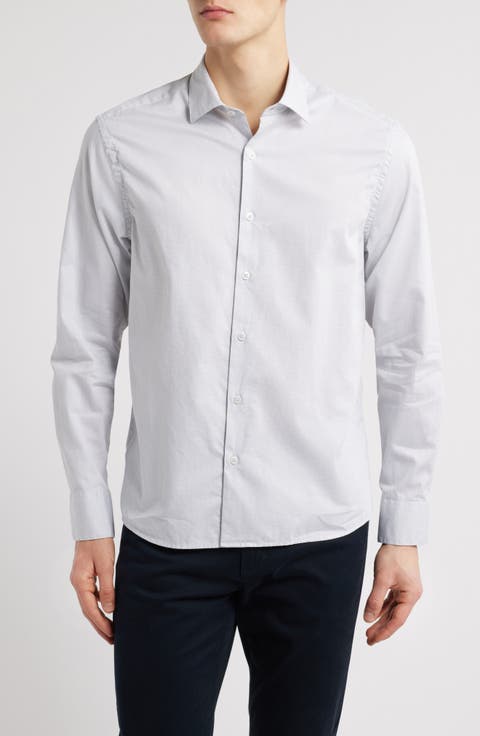 Theodore Cotton Herringbone Button-Up Shirt