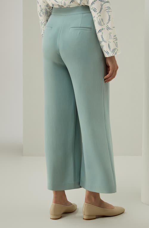 Shop Lilysilk Silk Wide Leg Tailored Pant With Mid Rise In Sea Mist