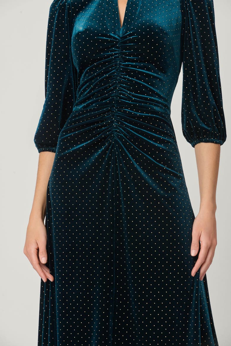 Luna Studded Velvet Dress, Alternate, color, Emerald