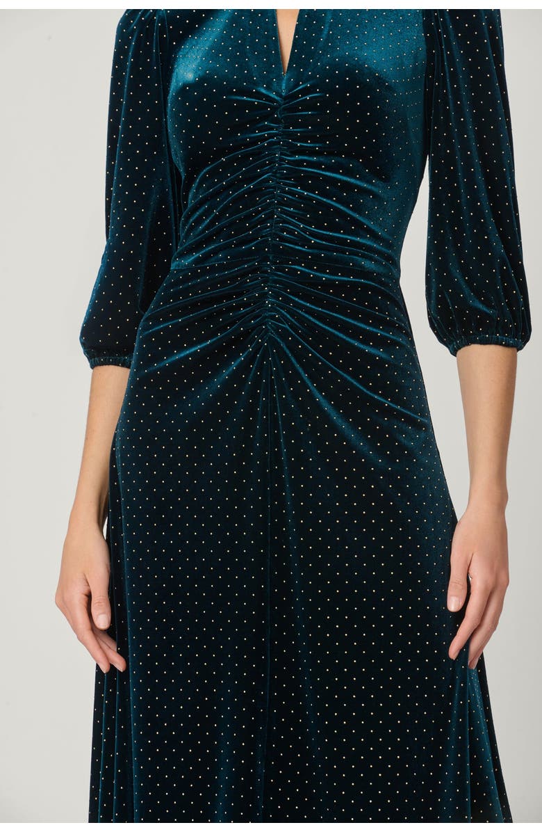 Shoshanna Luna Studded Velvet Dress, Alternate, color, Emerald