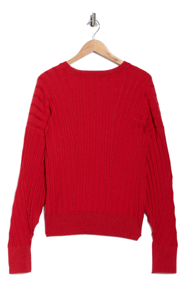 DKNY Transfer Stitch Sweater, Alternate, color, Red Light