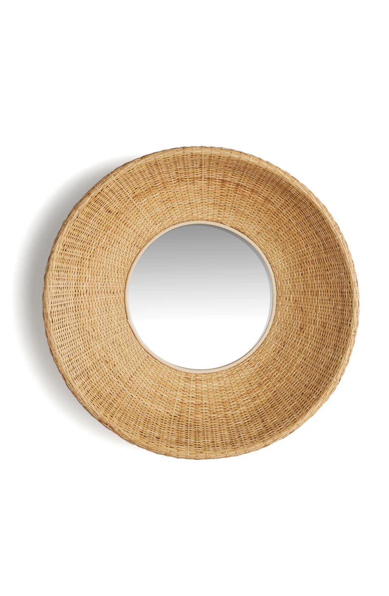 Napa Home & Garden Shyla Natural Framed Round Decorative Wall Mirror, Main, color, Yellow