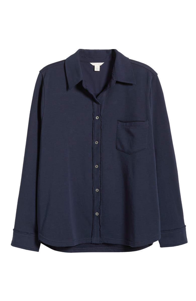 Caslon<sup>®</sup> French Terry Button-Up Shirt, Alternate, color,