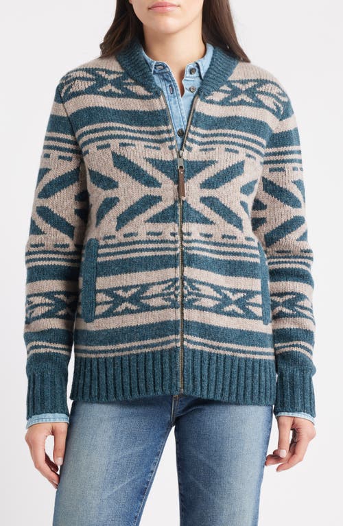 Pendleton Graphic Wool Zip Cardigan In Blue