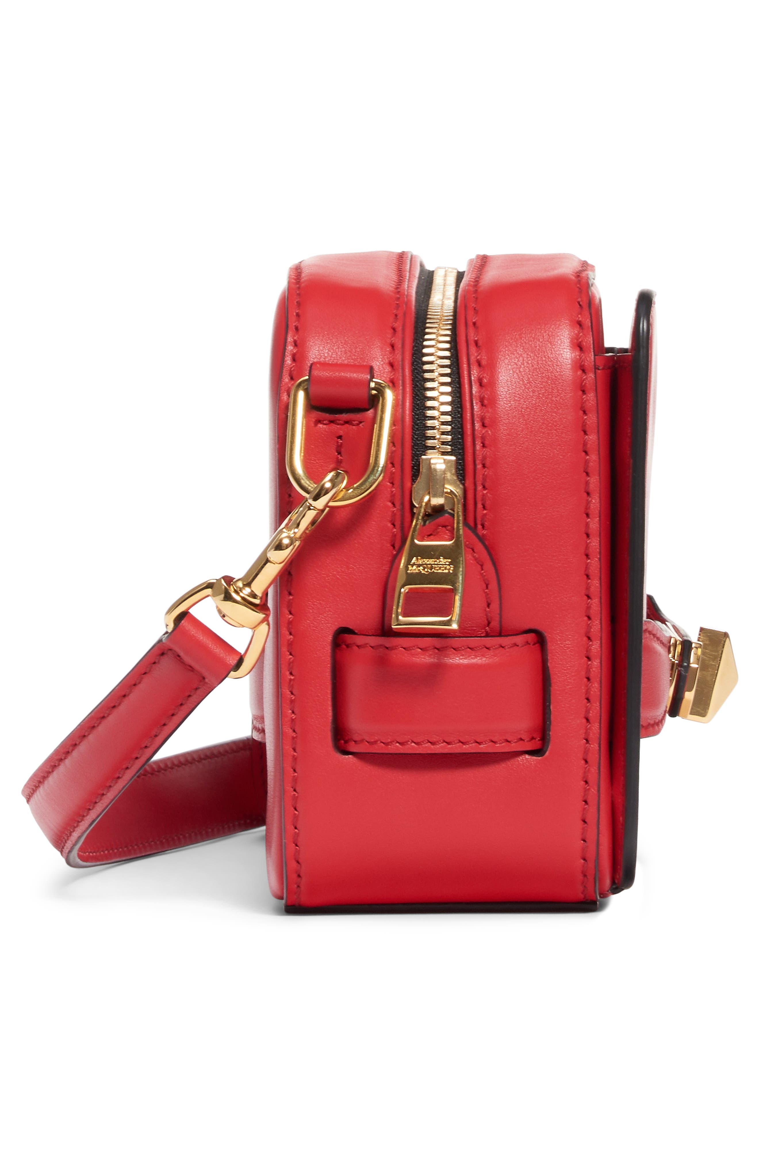 Alexander McQueen The Myth Small Leather Camera Bag, Alternate, color, DEEP RED