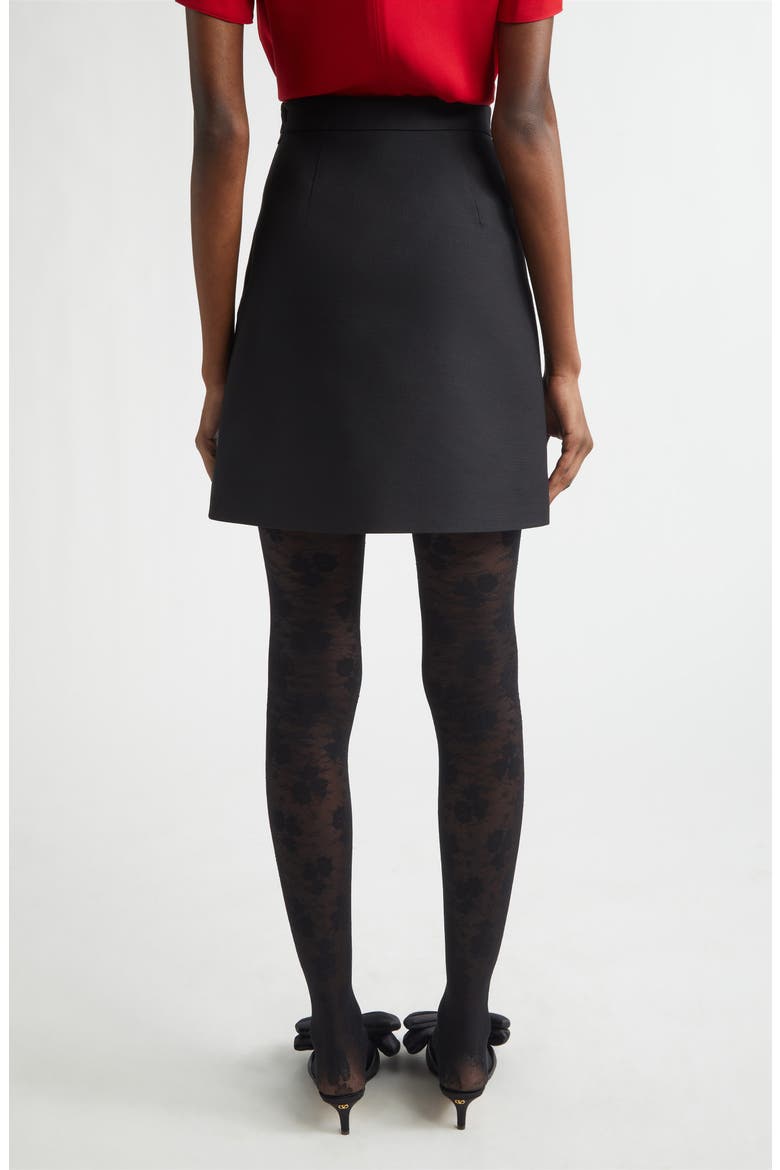 V-Detail Solid Crepe Couture Miniskirt, Alternate, color, BLACK