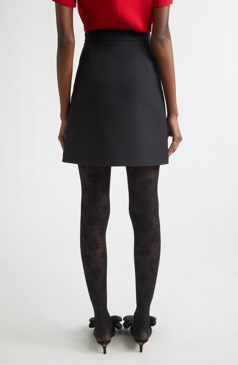 Valentino V-Detail Solid Crepe Couture Miniskirt, Alternate, color, Black