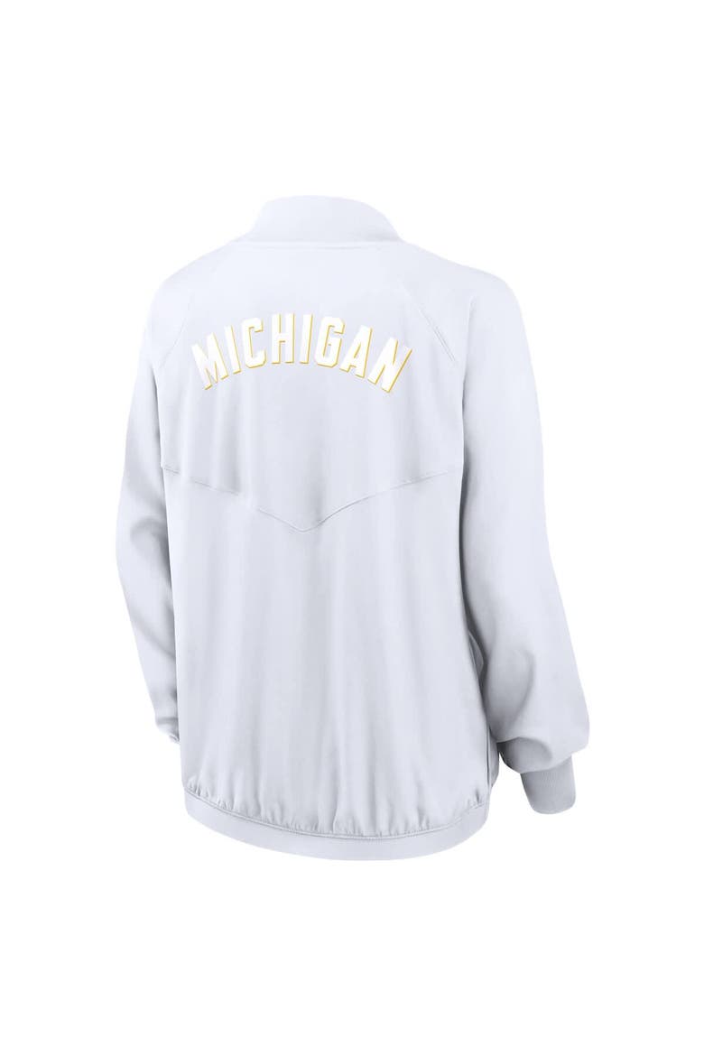 Women's Jordan Brand  White Michigan Wolverines Statement Bomber Raglan Full-Zip Jacket, Alternate, color, White