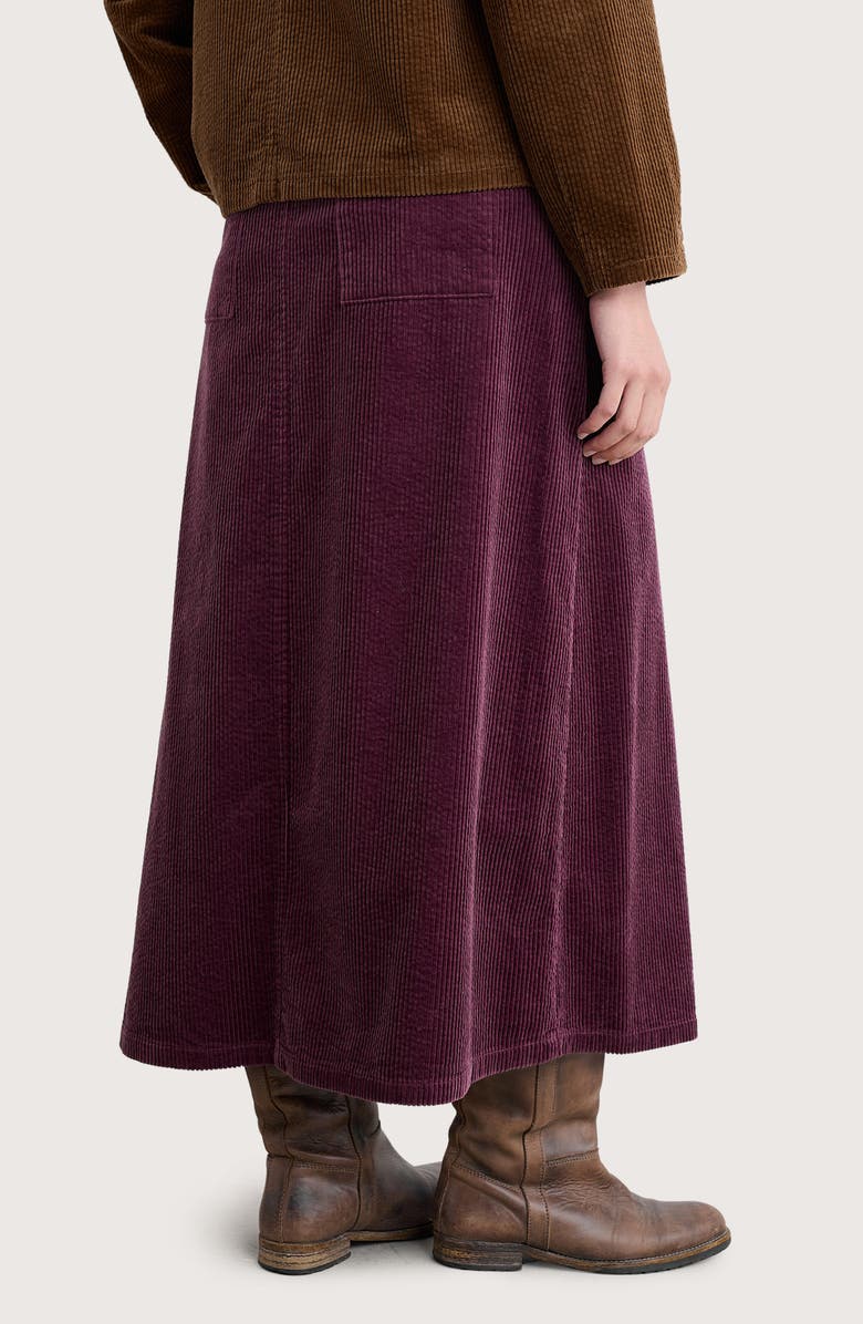 Seasalt Cornwall Window Wren Organic Cotton Corduroy Midi Skirt, Alternate, color, Dark Hellebore
