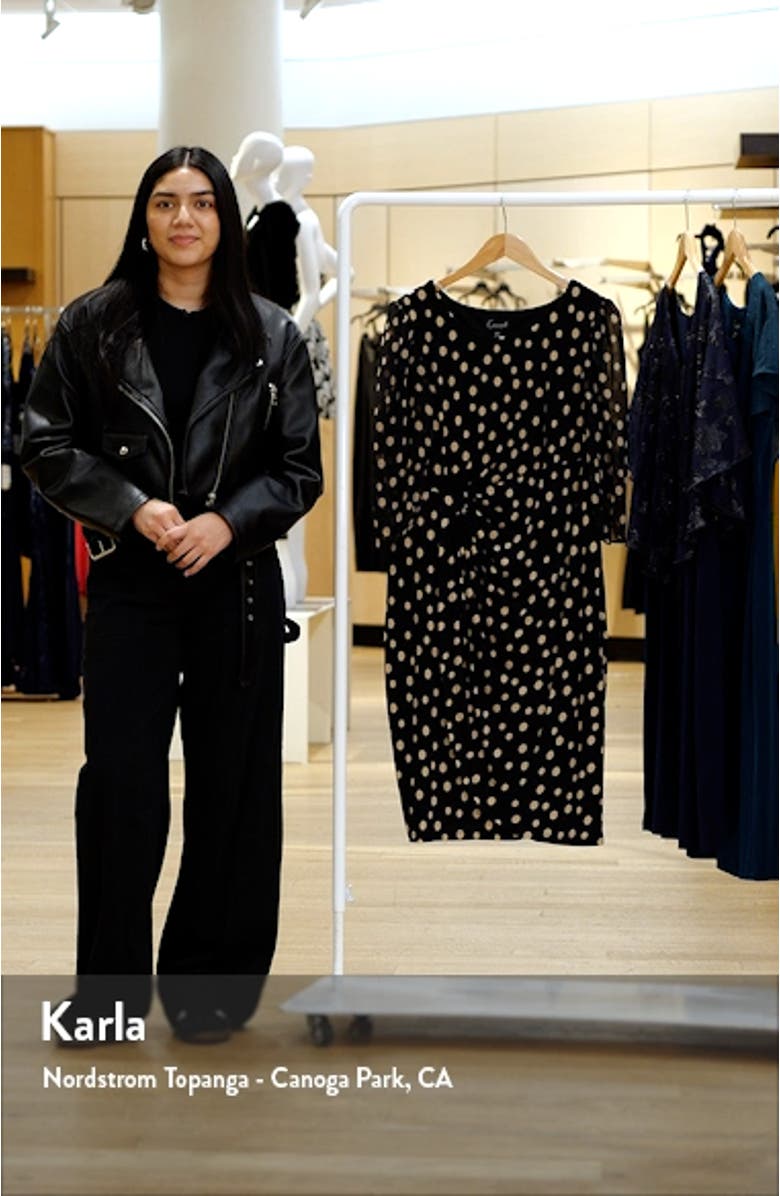 Polka Dot Chiffon Sleeve Faux Wrap Dress, sales video thumbnail