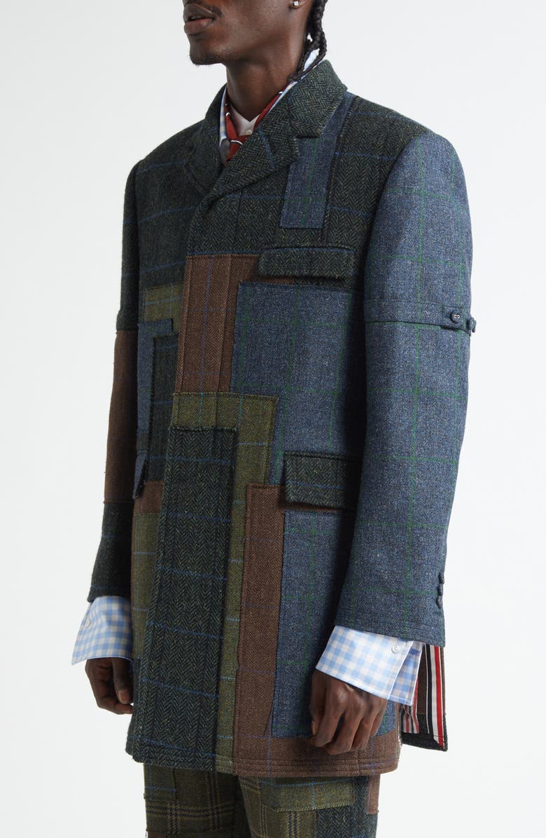 Thom Browne Patchwork Wool Chesterfield Coat, Alternate, color, Seasonal Multi