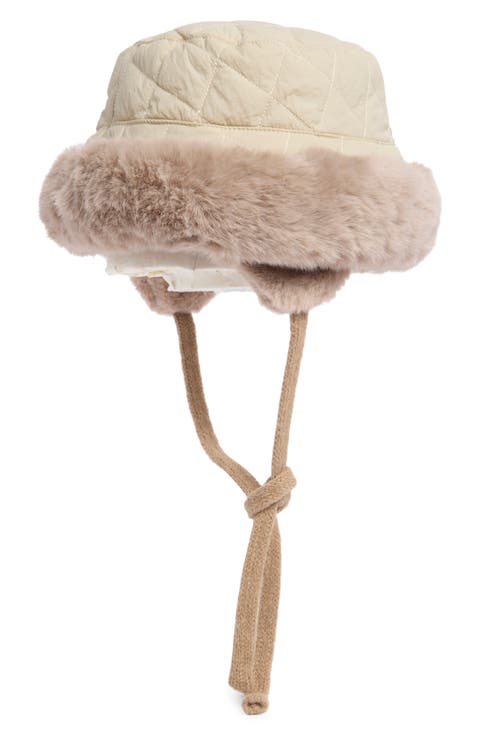 Reversible Faux Fur Quilted Bucket Hat