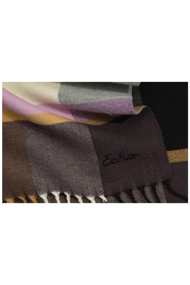 Cubist Plaid Scarf, Alternate, color, BLACK