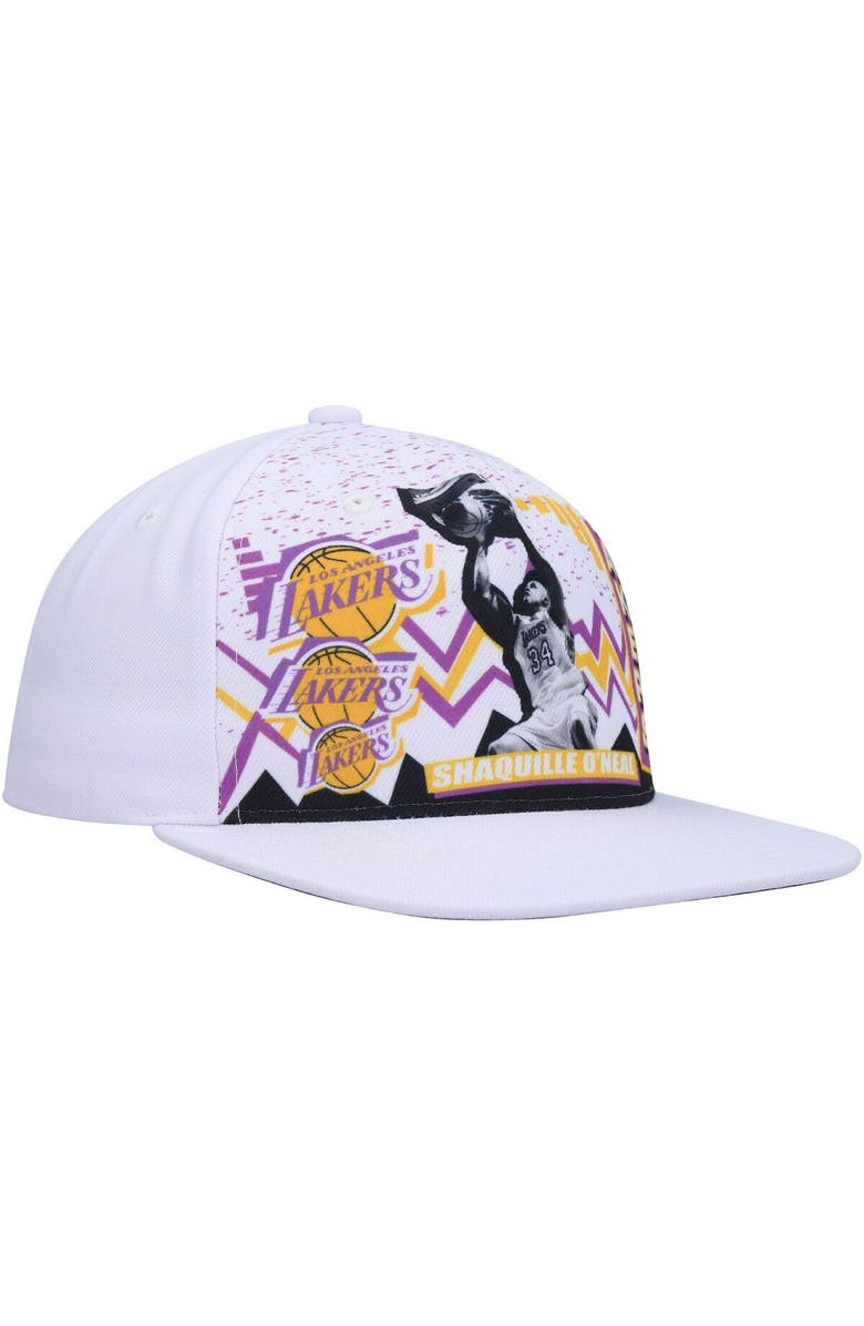 Mitchell & Ness Men's Mitchell & Ness Shaquille O'Neal White Los Angeles Lakers Hardwood Classics 90's Playa Deadstock Snapback Hat, Alternate, color, 