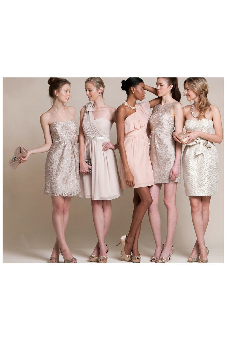 Metallic Jacquard Sheath Dress, Alternate, color, GOLD DOT