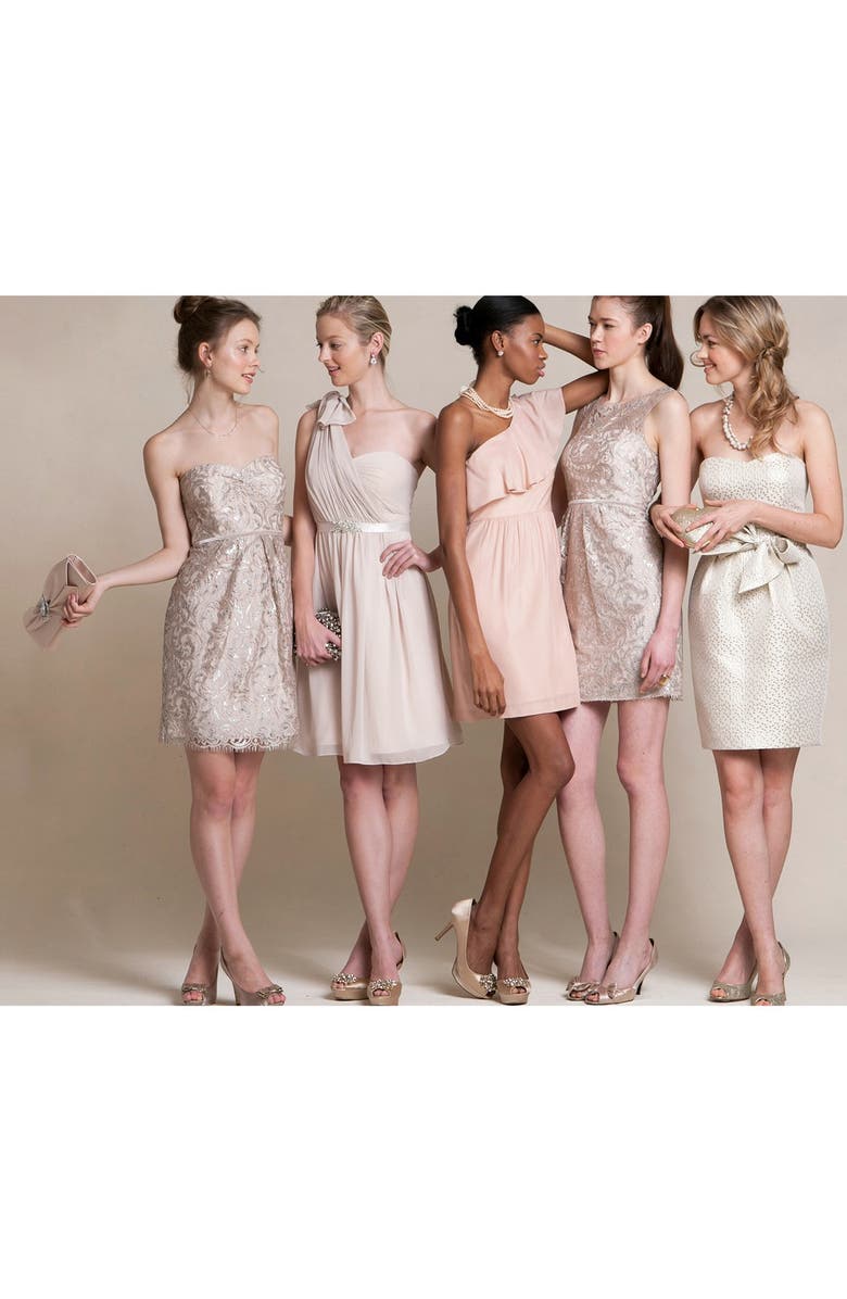 Jenny Yoo Metallic Jacquard Sheath Dress, Alternate, color, 