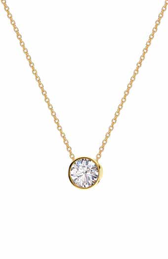 GABI RIELLE Bezel Set Cubic Zirconia Pendant Necklace