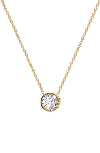 Gabi Rielle Bezel Set Cubic Zirconia Pendant Necklace In Gold