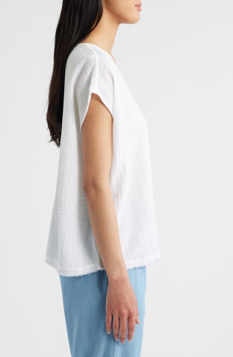 Eileen Fisher V-Neck Dolman Sleeve Organic Cotton Gauze Top, Alternate, color, 