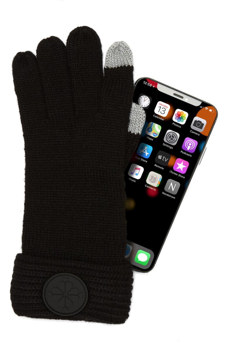 Kate Spade New York logo waffle gloves, Alternate, color, 