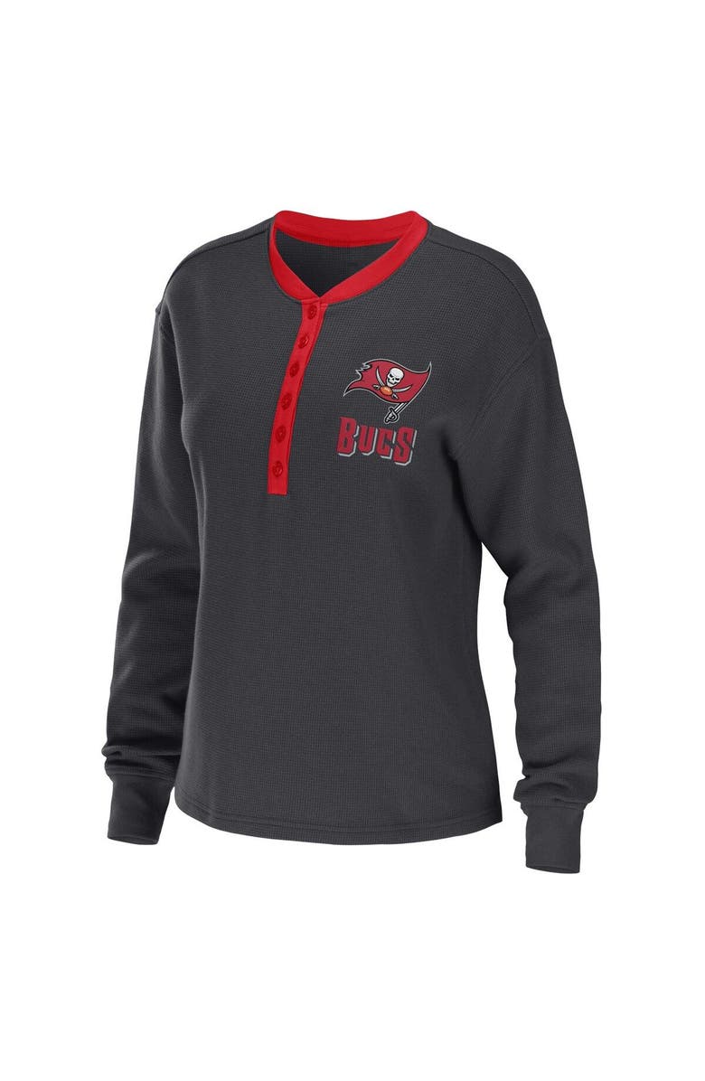 WEAR by Erin Andrews Women's WEAR by Erin Andrews Pewter Tampa Bay Buccaneers Waffle Henley Long Sleeve T-Shirt, Alternate, color, Heather Charcoal