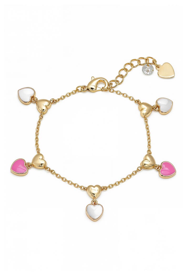 Kids' Double Heart Enamel Charm Bracelet, Main, color, PINK/ WHITE