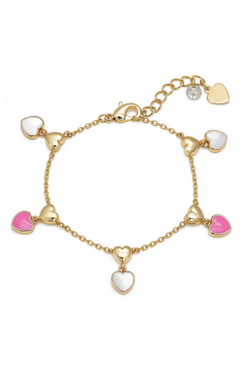 Lily Nily Kids' Double Heart Enamel Charm Bracelet, Main, color, Pink/ White