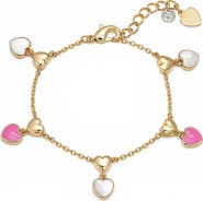 Lily Nily Kids' Double Heart Enamel Charm Bracelet