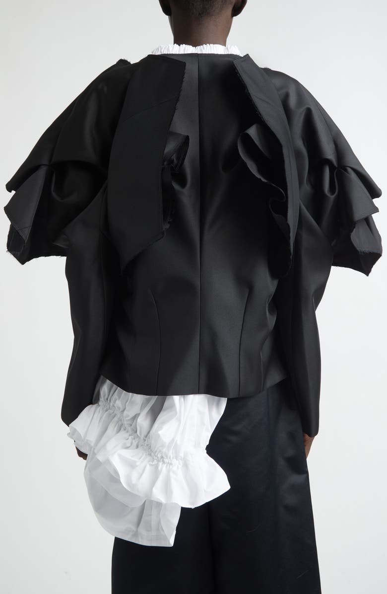 Comme des Garçons Open Front Gabardine Jacket, Alternate, color, Black