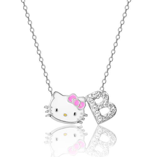 Hello Kitty Silver Plated Enamel Pave Initial Slider Necklace