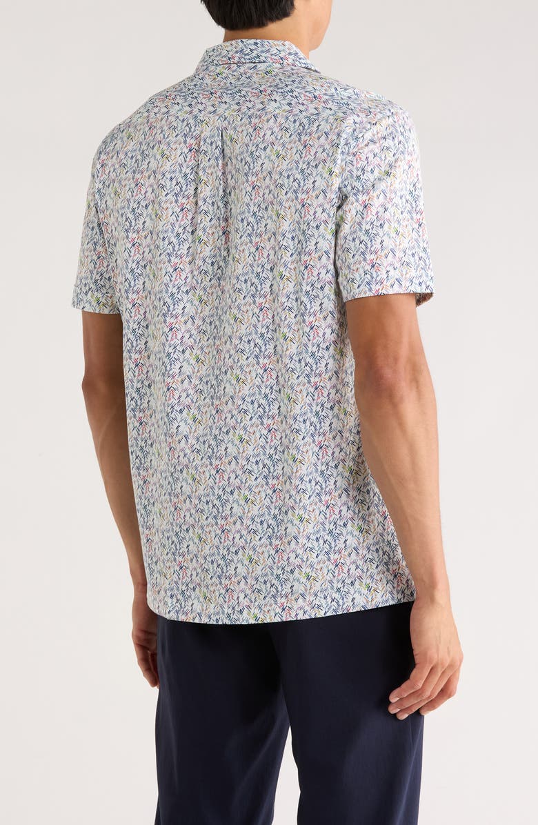 Bugatchi Cole Short Sleeve 8-Way Stretch OoohCotton<sup>®</sup> Button-Up Shirt, Alternate, color, Chalk