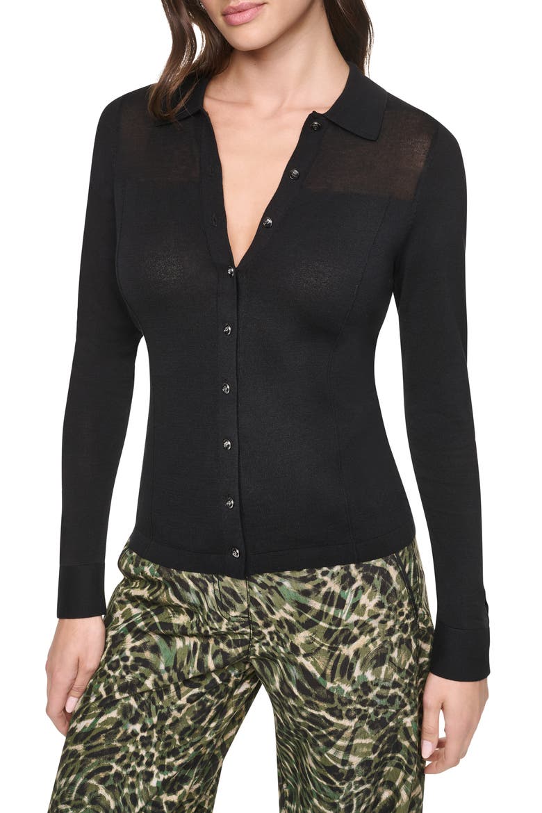 Colorblock Cotton Cardigan, Main, color, BLACK/BLACK